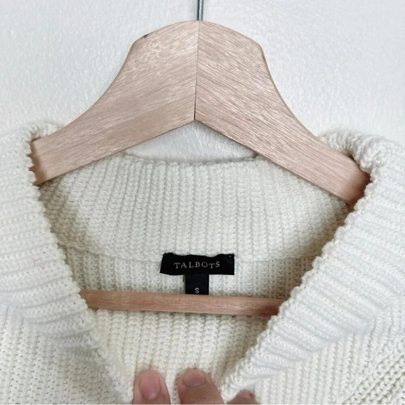 Talbots  Womens Small Chunky Cream Mock Neck Sweater - Picture 10 of 14